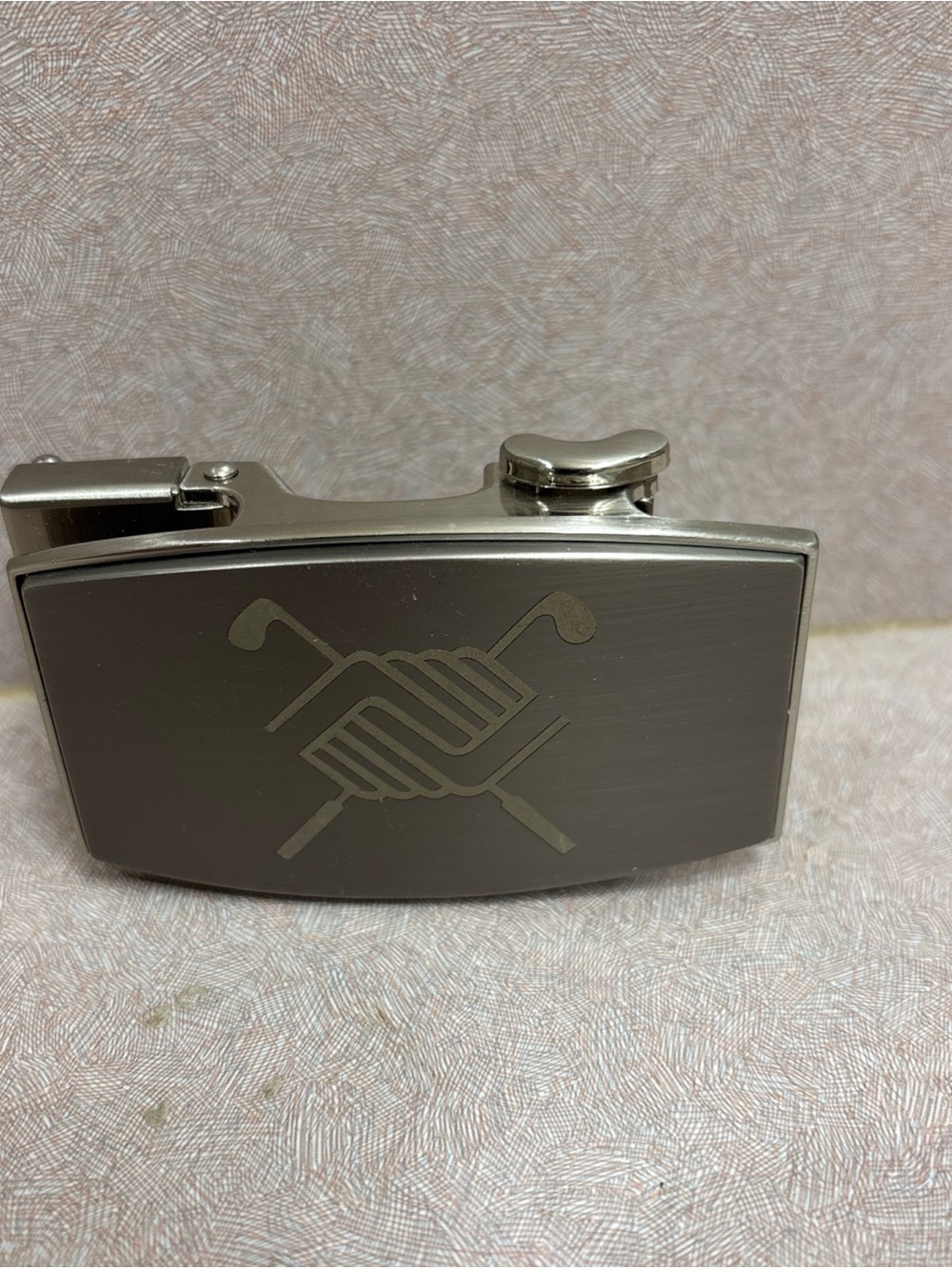 Nexbelt Silver Automatic Latch Metal Belt Buckle Golf Clubs Logo 1.5"